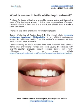 What is cosmetic teeth whitening treatment