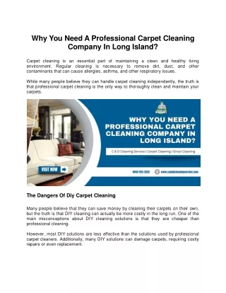 Why You Need A Professional Carpet Cleaning Company In Long Island