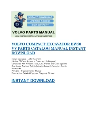 VOLVO COMPACT EXCAVATOR EW50 VV PARTS CATALOG MANUAL INSTANT DOWNLOAD