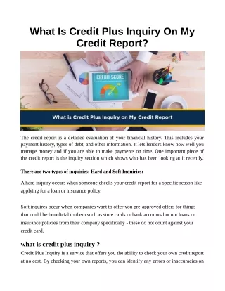 What Is Credit Plus Inquiry On My Credit Report