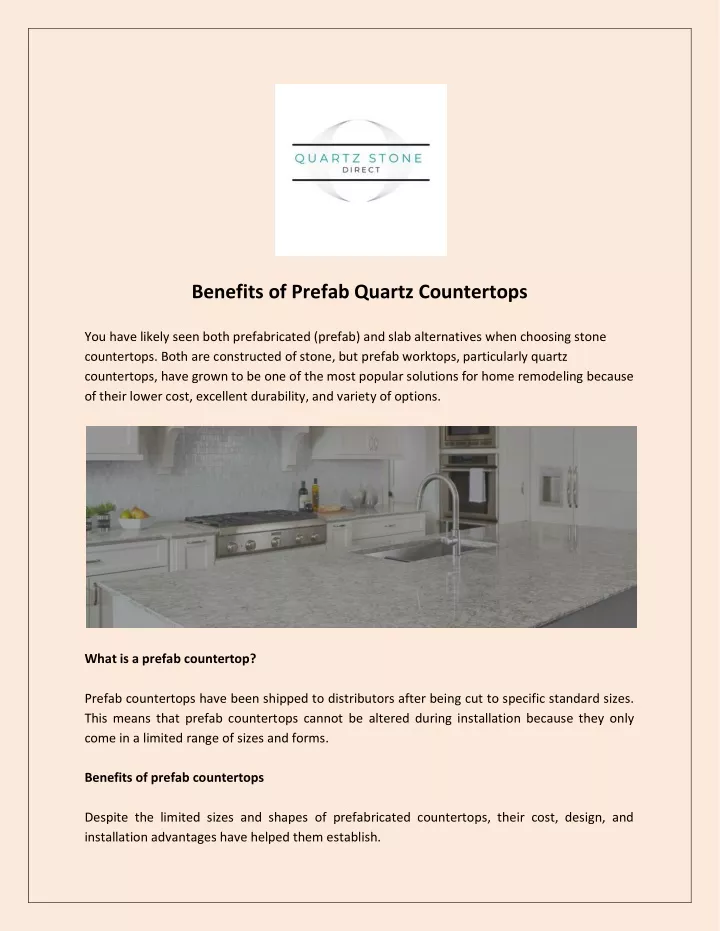 benefits of prefab quartz countertops