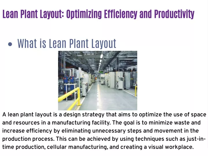 lean plant layout optimizing efficiency