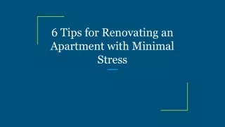 6 tips for renovating an apartment with minimal