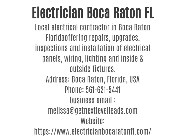 electrician boca raton fl local electrical