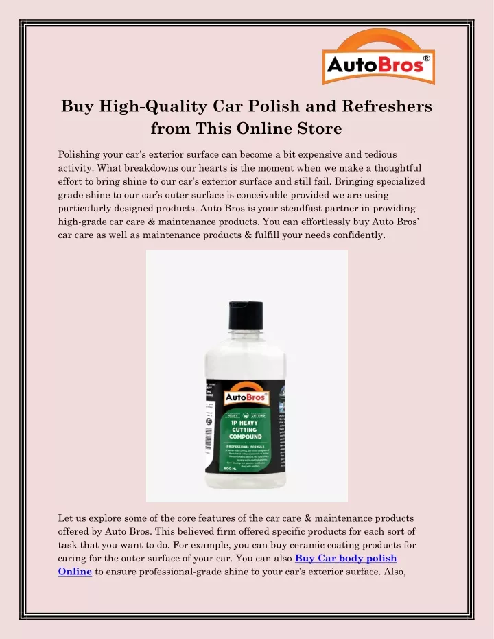 buy high quality car polish and refreshers from