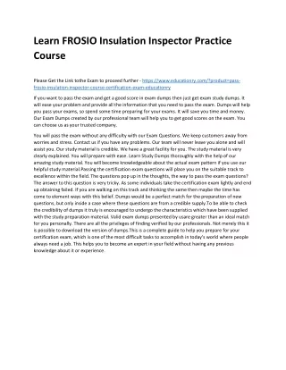 learn frosio insulation inspector practice course