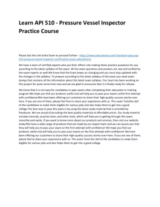 learn api 510 pressure vessel inspector practice