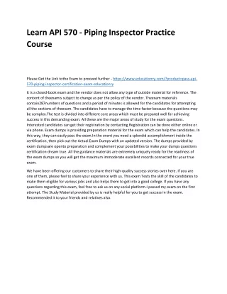learn api 570 piping inspector practice course