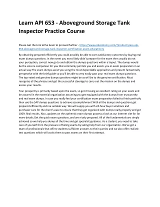 learn api 653 aboveground storage tank inspector