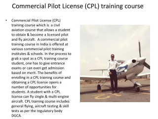 Commercial Pilot License (CPL) training course