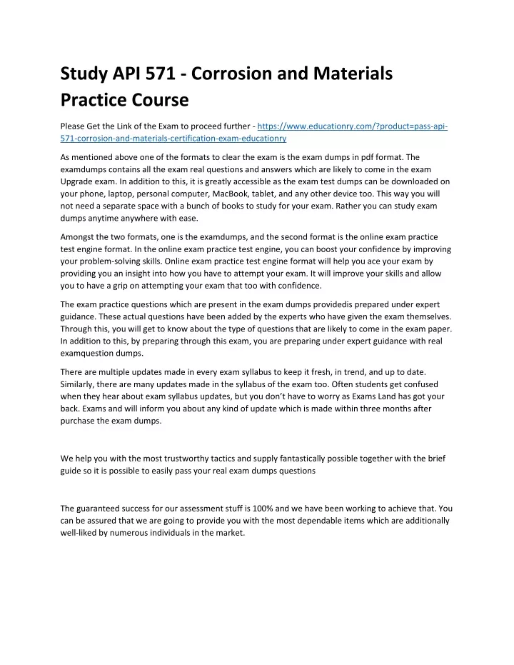 study api 571 corrosion and materials practice