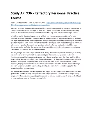 study api 936 refractory personnel practice course