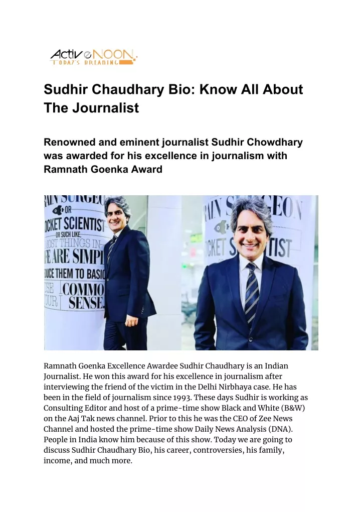 sudhir chaudhary bio know all about the journalist
