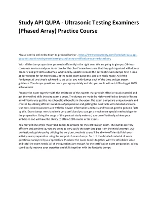 study api qupa ultrasonic testing examiners
