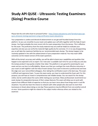 study api quse ultrasonic testing examiners