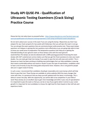 study api quse pa qualification of ultrasonic