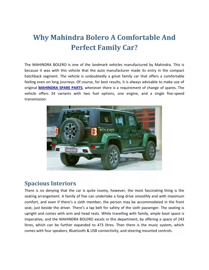 why mahindra bolero a comfortable and perfect