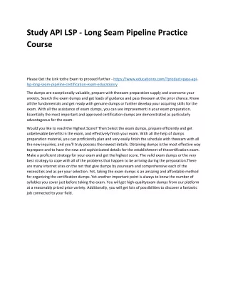 study api lsp long seam pipeline practice course