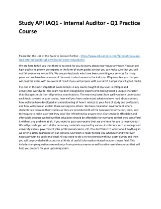 study api iaq1 internal auditor q1 practice course