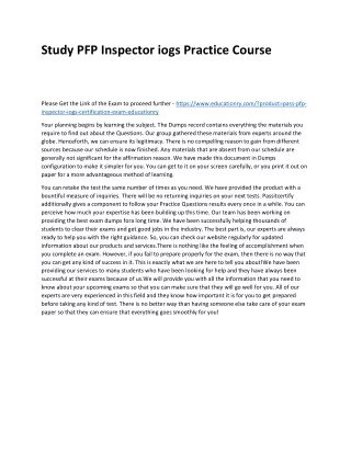 study pfp inspector iogs practice course