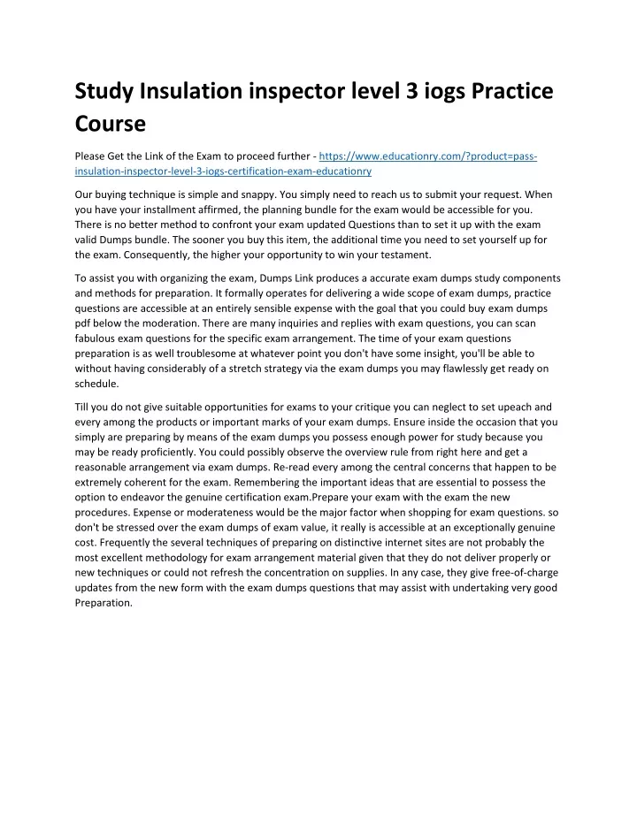 study insulation inspector level 3 iogs practice