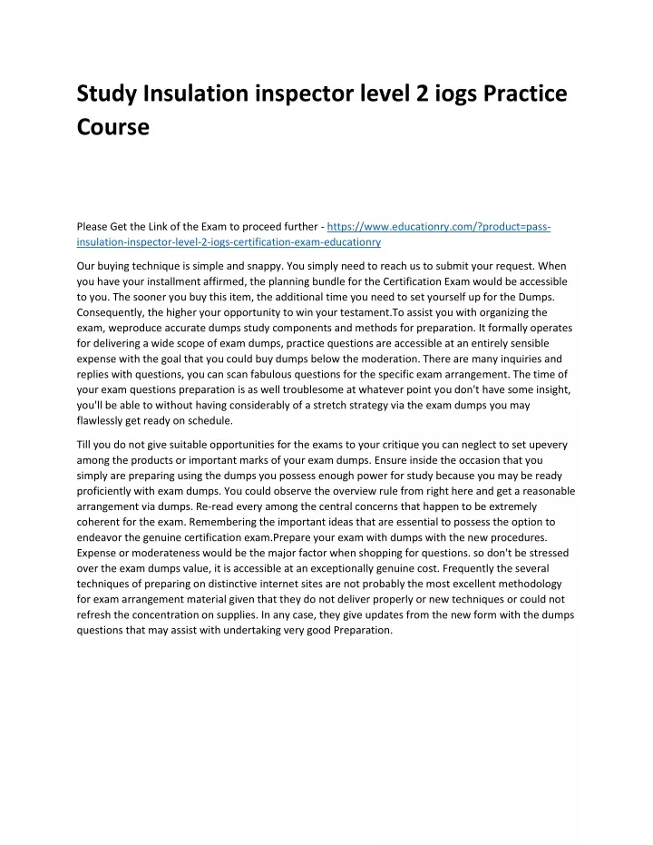 study insulation inspector level 2 iogs practice