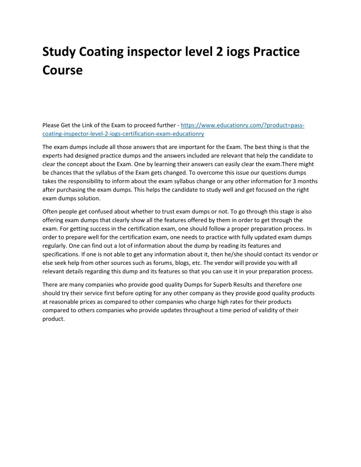 study coating inspector level 2 iogs practice