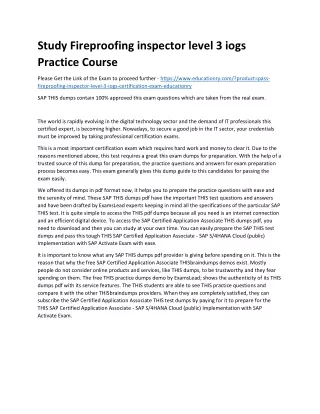 study fireproofing inspector level 3 iogs