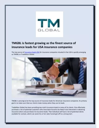 TMGBL is fastest growing as the finest source of insurance leads for USA insurance companies