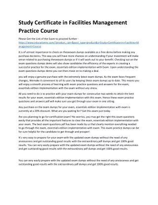 study certificate in facilities management