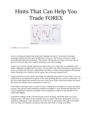 Hints That Can Help You Trade FOREX