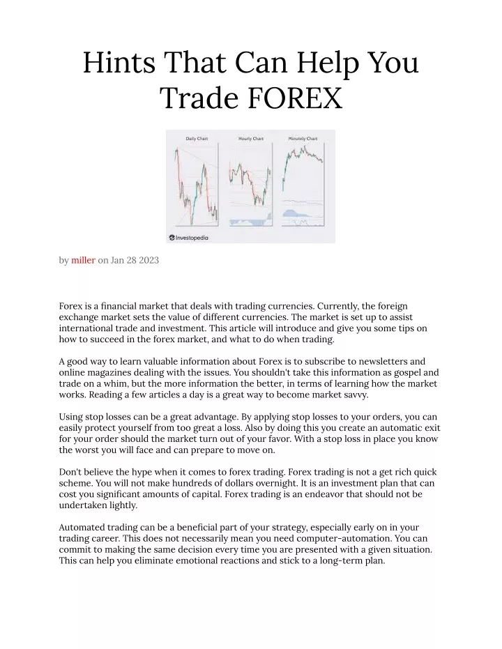 hints that can help you trade forex