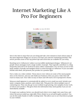Internet Marketing Like A Pro For Beginners