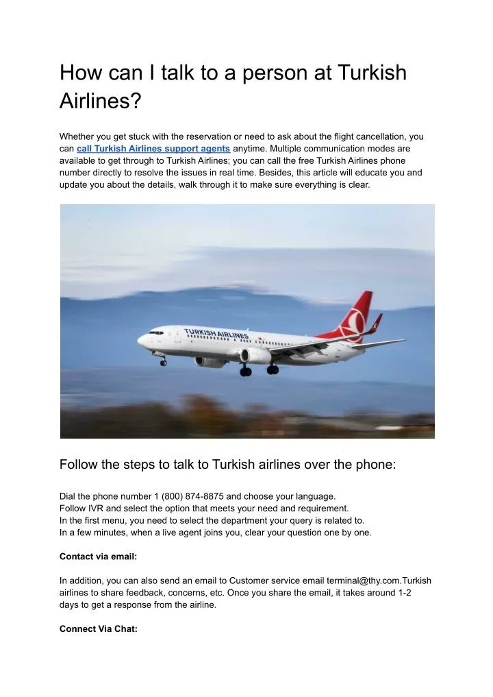 how can i talk to a person at turkish airlines