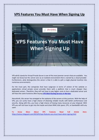 VPS Features You Must Have When Signing Up