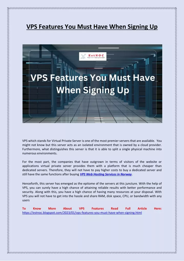 vps features you must have when signing up