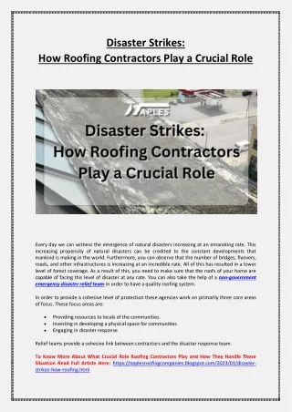 Disaster Strikes: How Roofing Contractors Play a Crucial Role