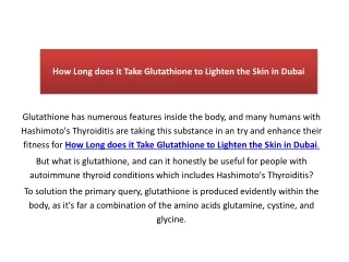 How Long does it Take Glutathione to Lighten the Skin in Dubai
