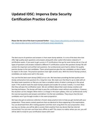updated idsc imperva data security certification