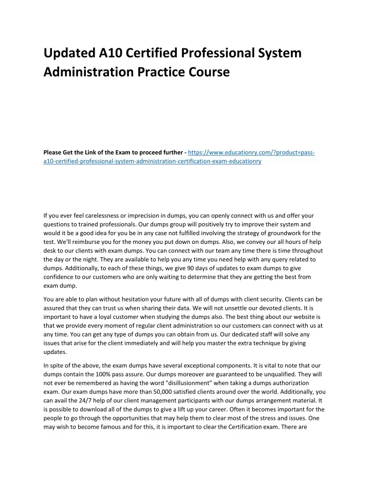A10-System-Administration Exam