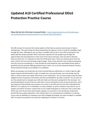 updated a10 certified professional ddos