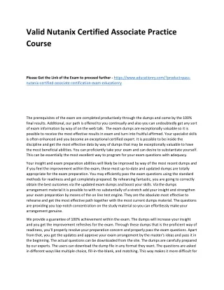 valid nutanix certified associate practice course