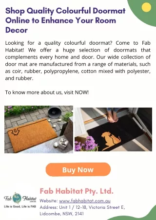 Shop Quality Colourful Doormat Online to Enhance Your Room Decor