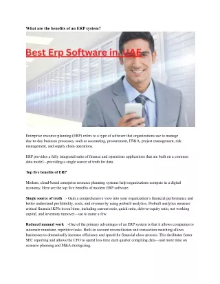 what are the benefits of an erp system