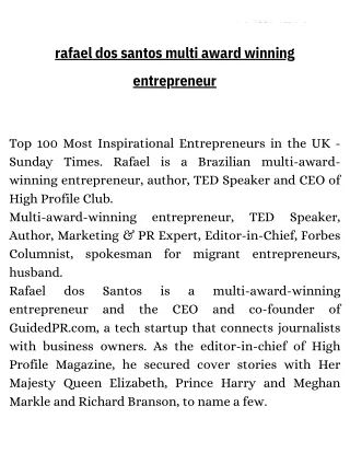 rafael dos santos multi award winning entrepreneur