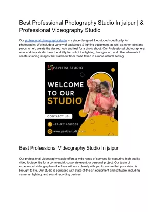 Best Professional Photography Studio In jaipur
