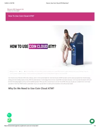 1(800)-792-5902 How to Use Coin Cloud ATM?