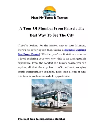 Mumbai Darshan Bus From Panvel Call-7718036300