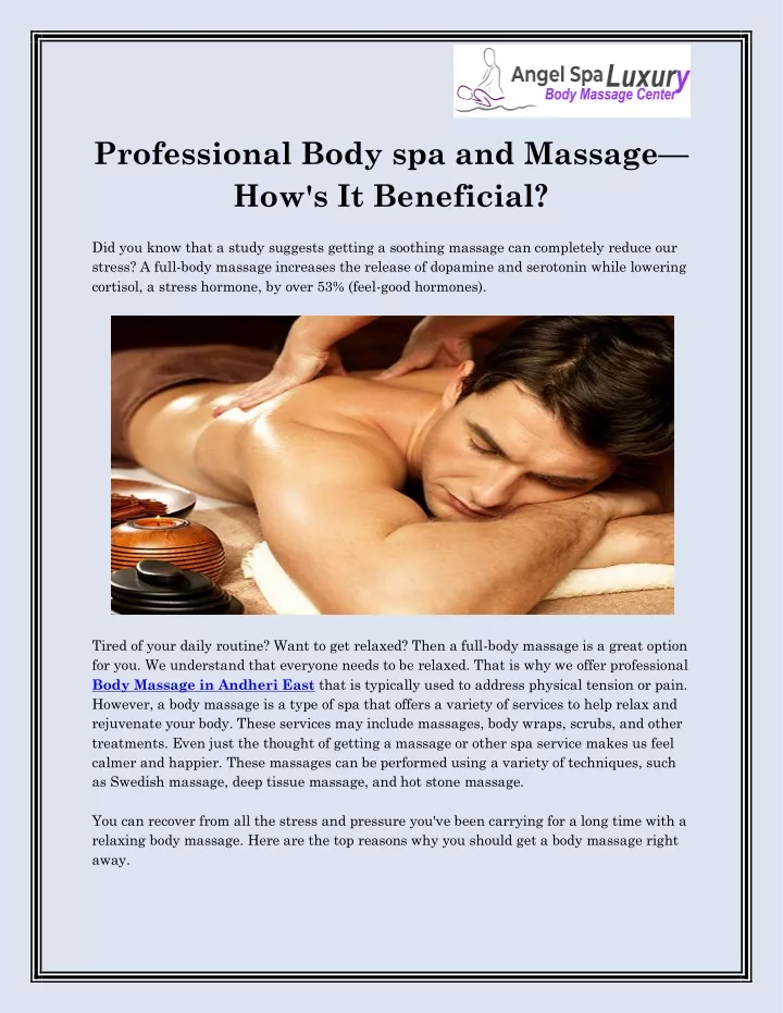 professional body spa and massage