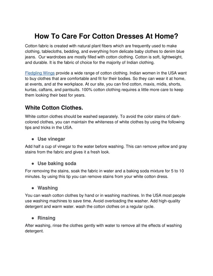 how to care for cotton dresses at home